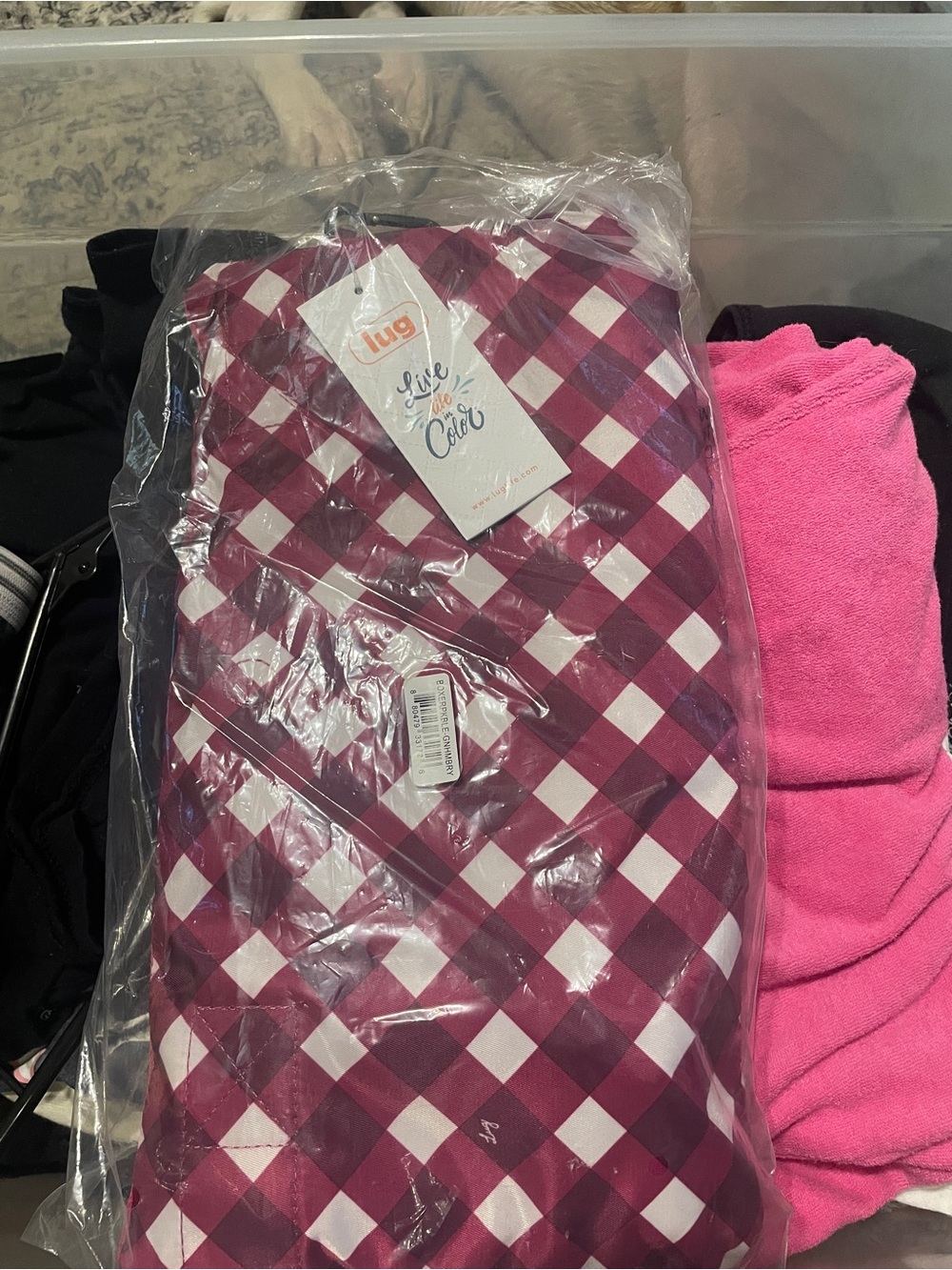 lug Quilted Checkered Tote - Pink & White